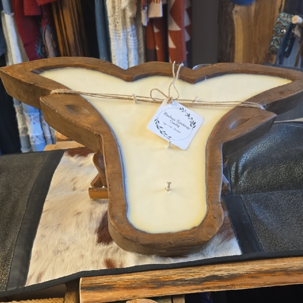 Bull Head Wooden Candle Holder
